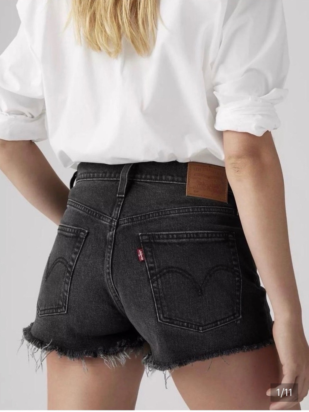 Levi's Black Distressed High-Rise Denim Shorts